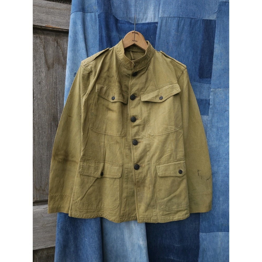 Original Antique US Army WW1 M1917 Khaki Cotton Summer Tunic Jacket Size S‎
